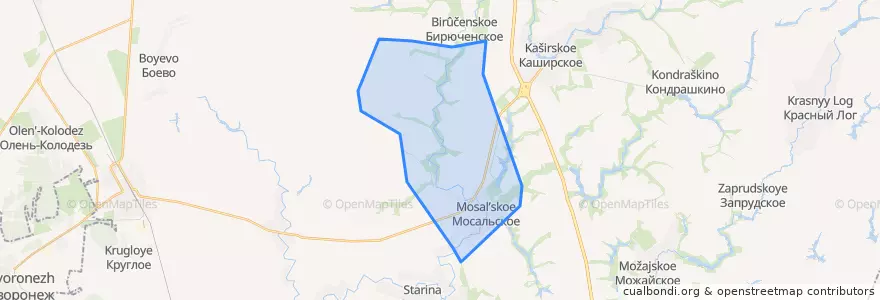 Mapa de ubicacion de Мосальское сельское поселение.