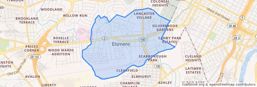 Mapa de ubicacion de Elsmere.