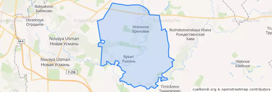 Mapa de ubicacion de Хреновское сельское поселение.