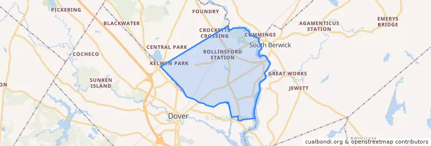 Mapa de ubicacion de Rollinsford.