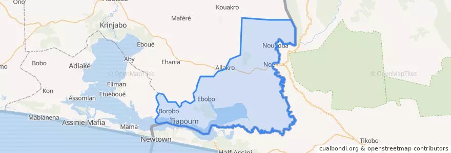 Mapa de ubicacion de Tiapoum.