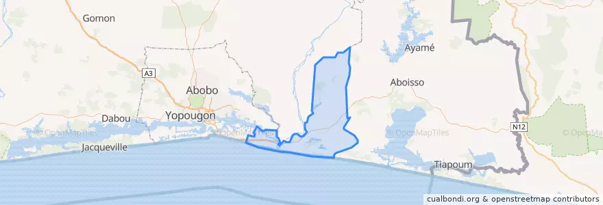 Mapa de ubicacion de Grand-Bassam.