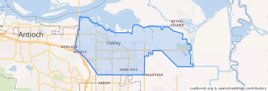 Mapa de ubicacion de Oakley.