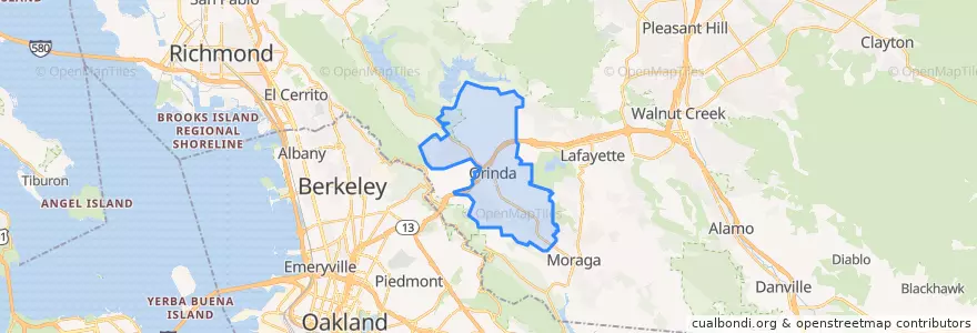 Mapa de ubicacion de Orinda.