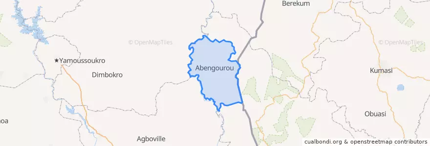 Mapa de ubicacion de Abengourou.