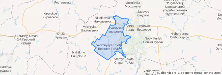 Mapa de ubicacion de Верхнетойденское сельское поселение.