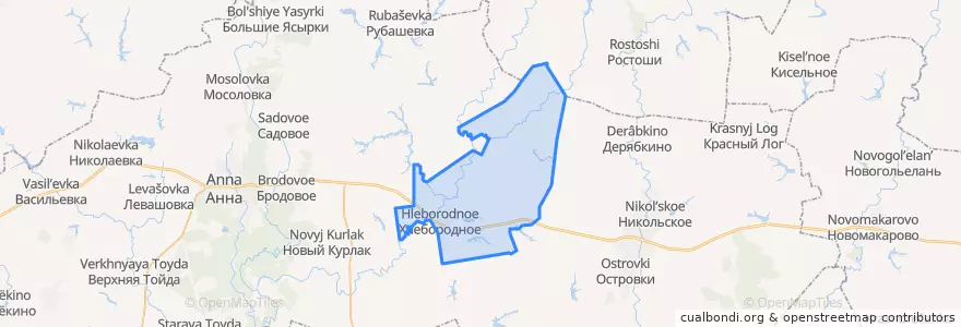 Mapa de ubicacion de Хлебородненское сельское поселение.