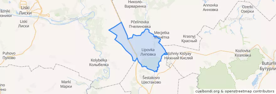 Mapa de ubicacion de Липовское сельское поселение.