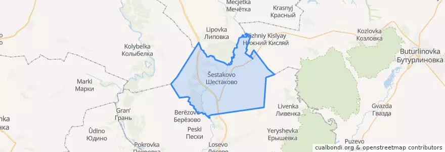 Mapa de ubicacion de Шестаковское сельское поселение.