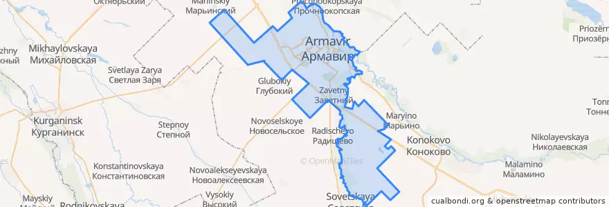 Mapa de ubicacion de городской округ Армавир.