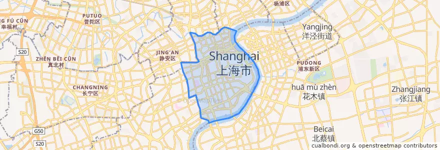 Mapa de ubicacion de District de Huangpu.