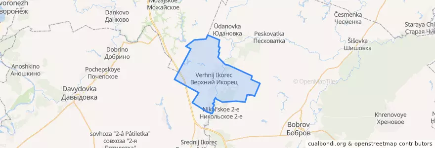 Mapa de ubicacion de Верхнеикорецкое сельское поселение.