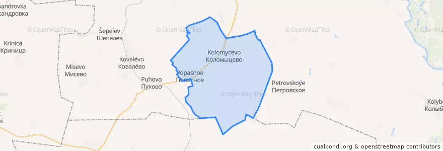 Mapa de ubicacion de Коломыцевское сельское поселение.