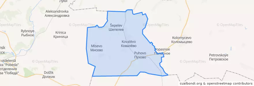 Mapa de ubicacion de Ковалёвское сельское поселение.