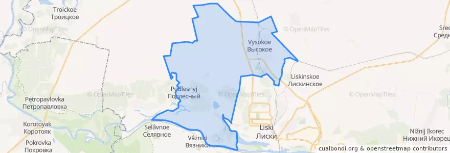 Mapa de ubicacion de Высокинское сельское поселение.