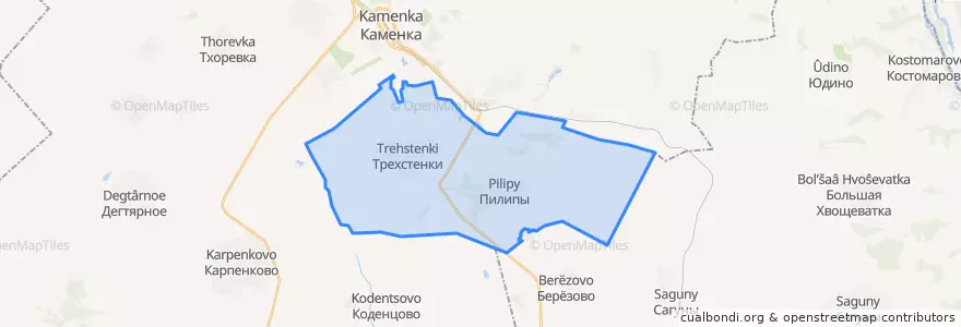 Mapa de ubicacion de Трехстенское сельское поселение.
