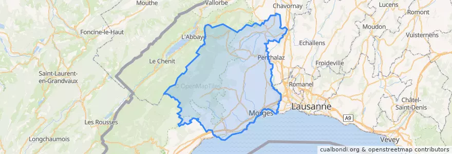 Mapa de ubicacion de District de Morges.