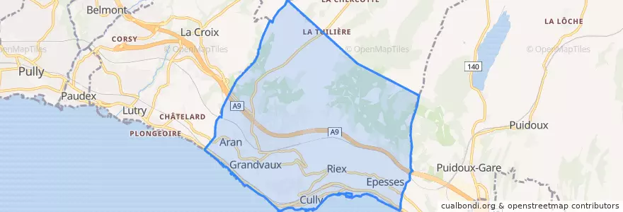 Mapa de ubicacion de Bourg-en-Lavaux.