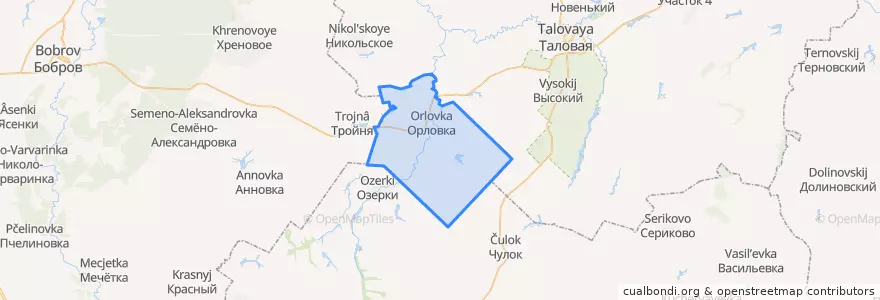 Mapa de ubicacion de Орловское сельское поселение.