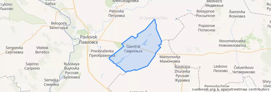 Mapa de ubicacion de Гаврильское сельское поселение.