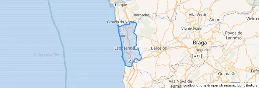 Mapa de ubicacion de Esposende.