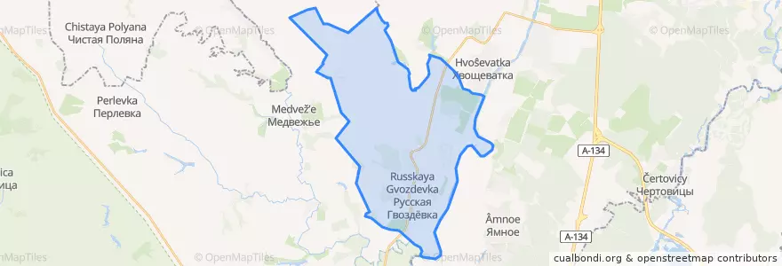 Mapa de ubicacion de Русскогвоздёвское сельское поселение.
