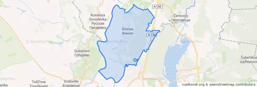Mapa de ubicacion de Яменское сельское поселение.