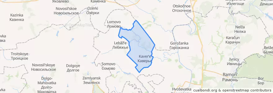 Mapa de ubicacion de Большеверейское сельское поселение.