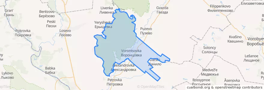 Mapa de ubicacion de Воронцовское сельское поселение.