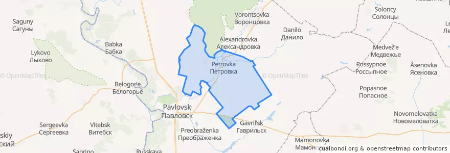 Mapa de ubicacion de Петровское сельское поселение.