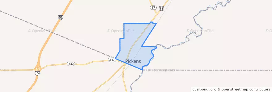 Mapa de ubicacion de Pickens.