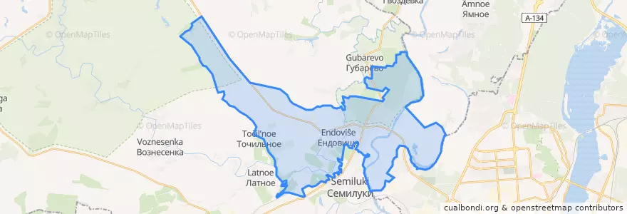 Mapa de ubicacion de Семилукское сельское поселение.