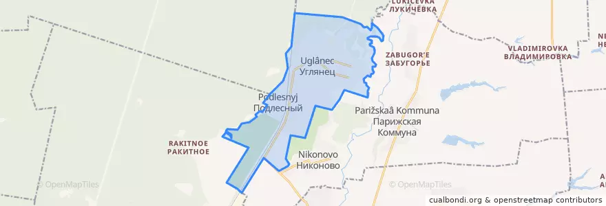 Mapa de ubicacion de Углянское сельское поселение.