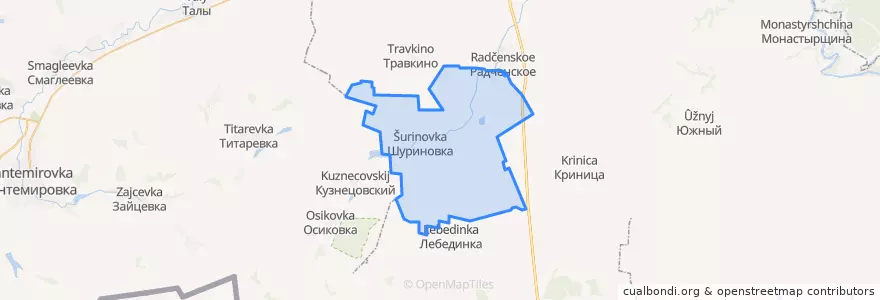 Mapa de ubicacion de Липчанское сельское поселение.