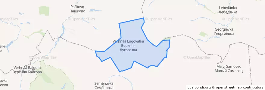 Mapa de ubicacion de Верхнелуговатское сельское поселение.
