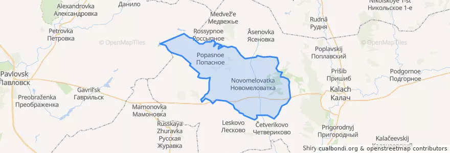 Mapa de ubicacion de Меловатское сельское поселение.