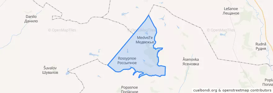 Mapa de ubicacion de Россыпнянское сельское поселение.