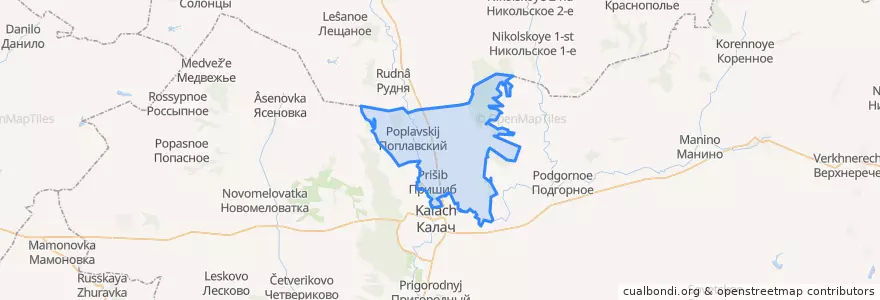 Mapa de ubicacion de Краснобратское сельское поселение.