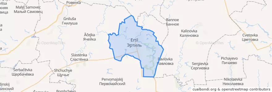Mapa de ubicacion de городское поселение Эртиль.