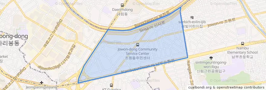 Mapa de ubicacion de 조원동.