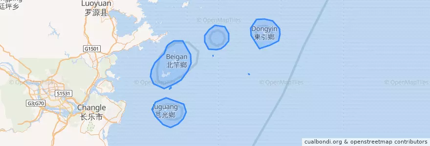 Mapa de ubicacion de Islas Matsu.