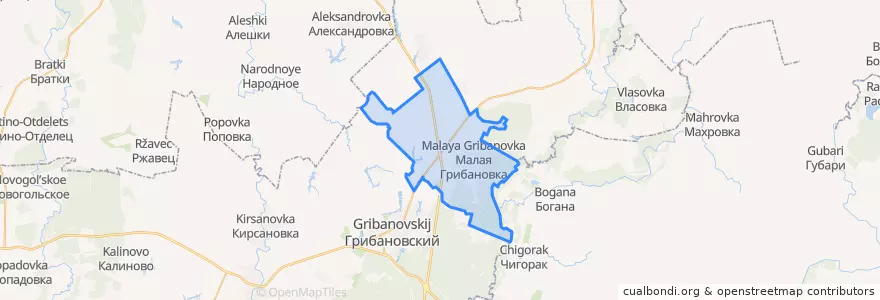 Mapa de ubicacion de Малогрибановское сельское поселение.