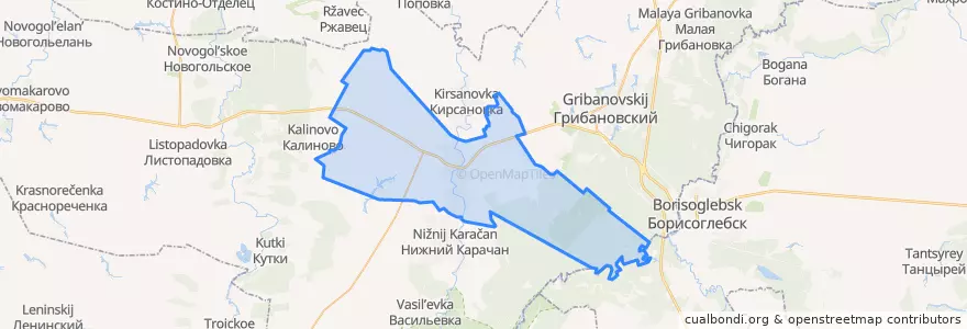 Mapa de ubicacion de Верхнекарачанское сельское поселение.