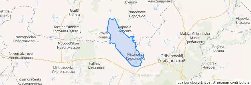 Mapa de ubicacion de Кирсановское сельское поселение.