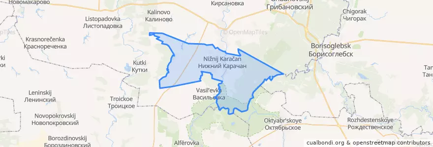 Mapa de ubicacion de Нижнекарачанское сельское поселение.