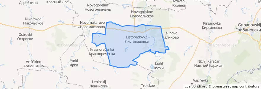 Mapa de ubicacion de Листопадовское сельское поселение.