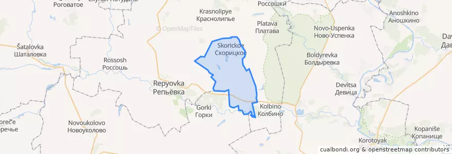 Mapa de ubicacion de Скорицкое сельское поселение.