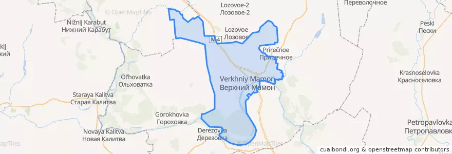 Mapa de ubicacion de Верхнемамонское сельское поселение.