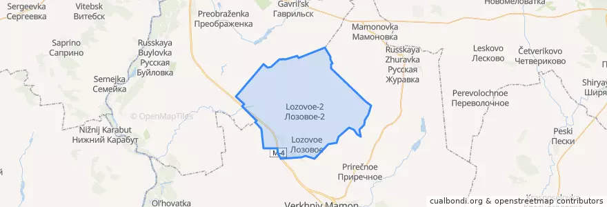 Mapa de ubicacion de Лозовское 1-е сельское поселение.