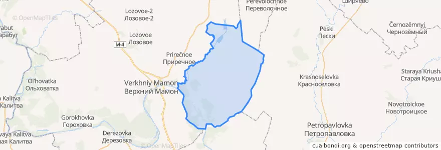 Mapa de ubicacion de Нижнемамонское 1-е сельское поселение.